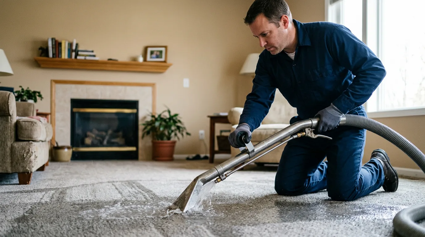 Water damage restoration technician working near Cunningham, TX